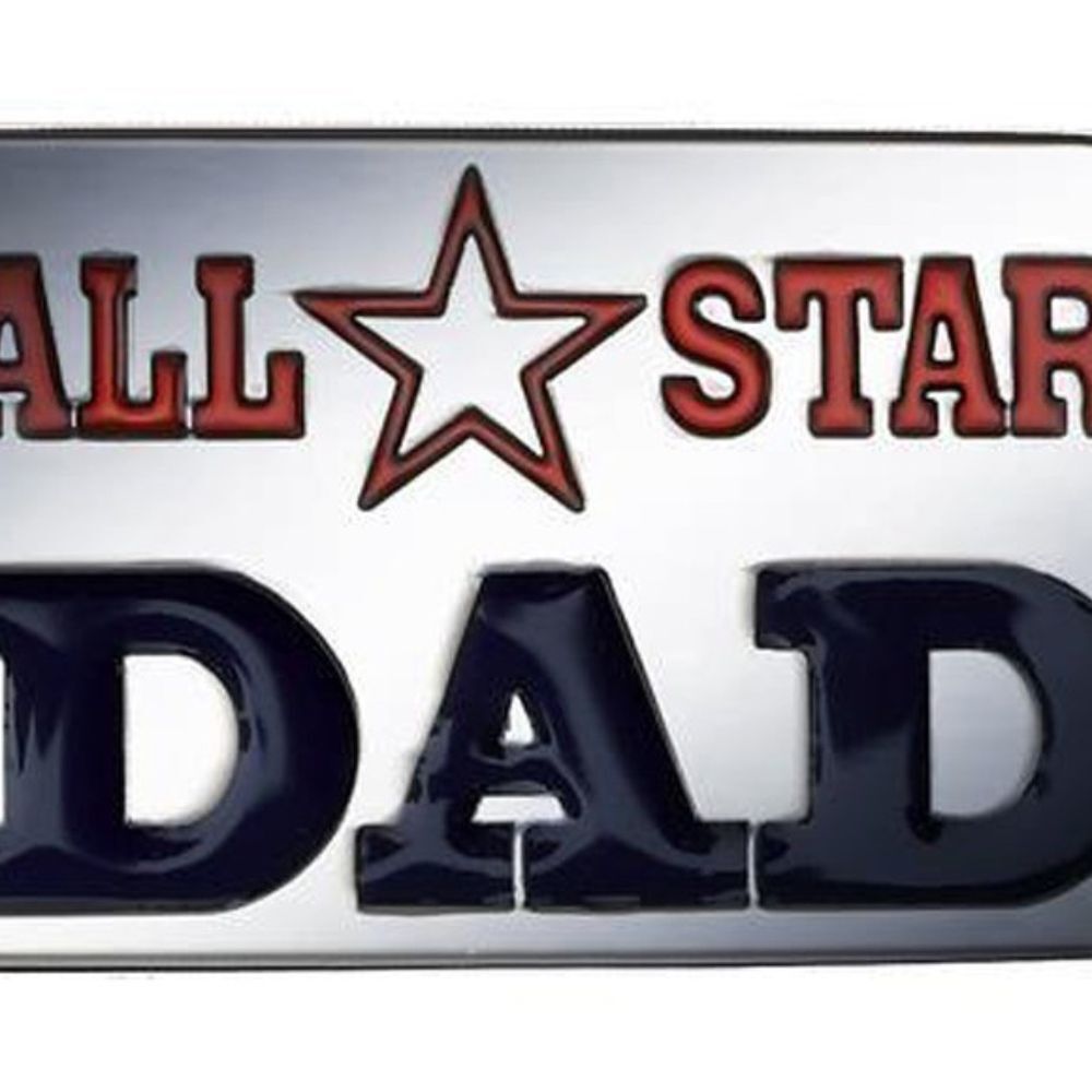 "All Star Dad" Red & Blue Metal [Zinc] Money and Card Clip [NWT] 2" X 1"
